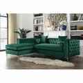 Chic Home Monet Velvet Modern Contemporary Button Tufted Left Facing Sectional Sofa, Green FSA2871-US